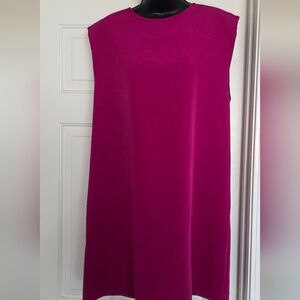 Zara Sleeveless Shift Dress in FuchsiaZara Fuchsia Dress With Padded Shoulders